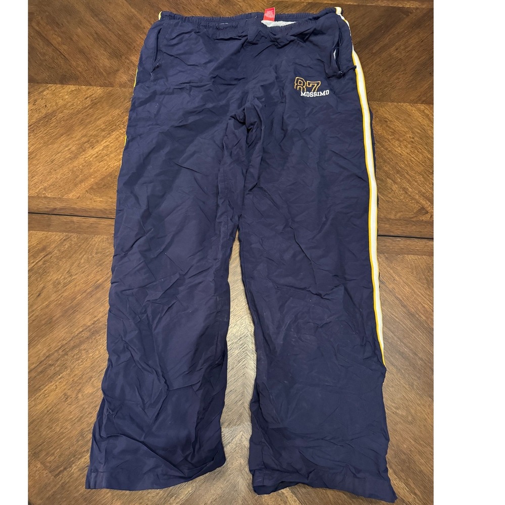 Y2K Mossimo Navy Blue Athletic Track Pants‎ with Yellow Stripe Size L |W1